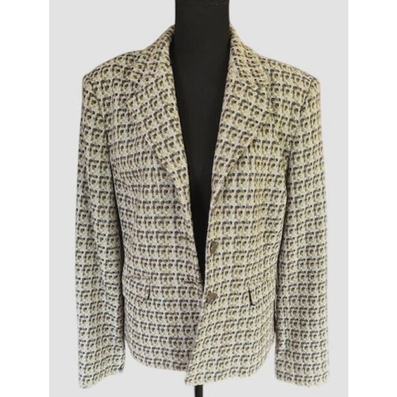Talbots Italian Fabric Wool Blend Green Tweed Blazer – Size 12 (Made in USA) - Picture 2 of 7